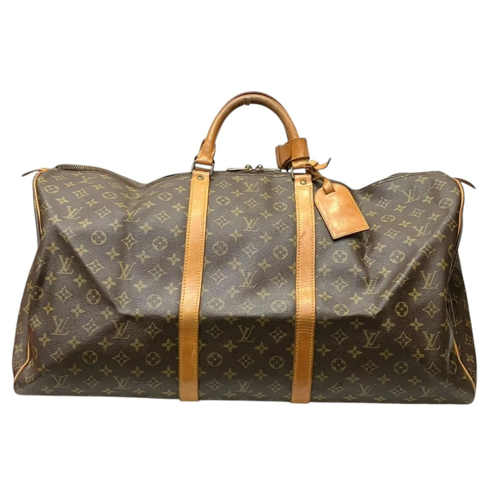 LOUIS VUITTON Brown Monogram Canvas Keepall 60 Boston Bag